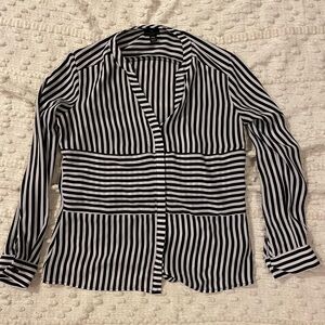 Worthington Black and White Striped Top